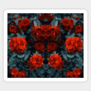 Symmetric dark red flowers pattern oil painting Sticker